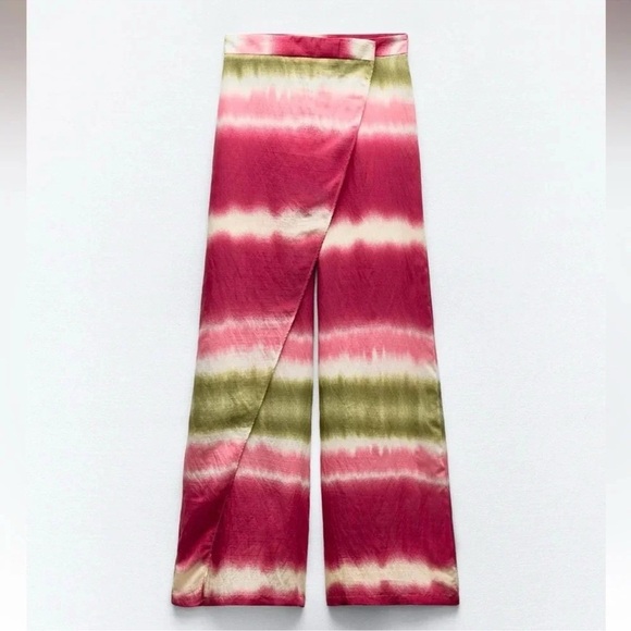 ZARA TIE DYE MULTICOLORED WRAP PANTS - Picture 2 of 6